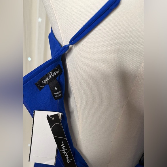 New Speechless Royal Blue Maxi Dress Formal Prom Rhinestone Cutout Mermaid Gown - Picture 5 of 7